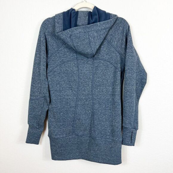 ATHLETA Blue Long Zip Up Hooded Sweatshirt with Thumbholes Size Small - Picture 10 of 10
